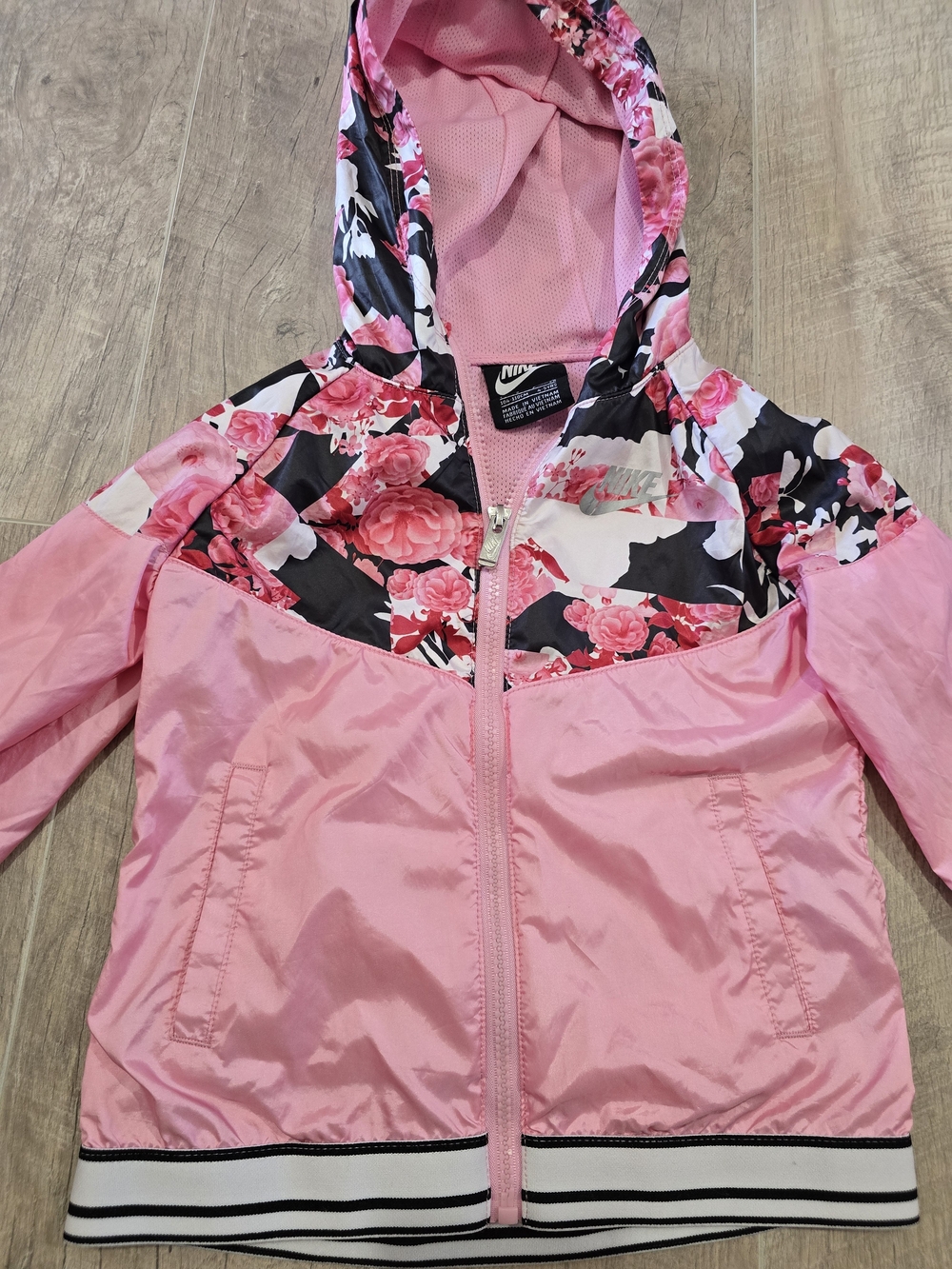 Nike Pink Floral Hooded Windbreaker Jacket